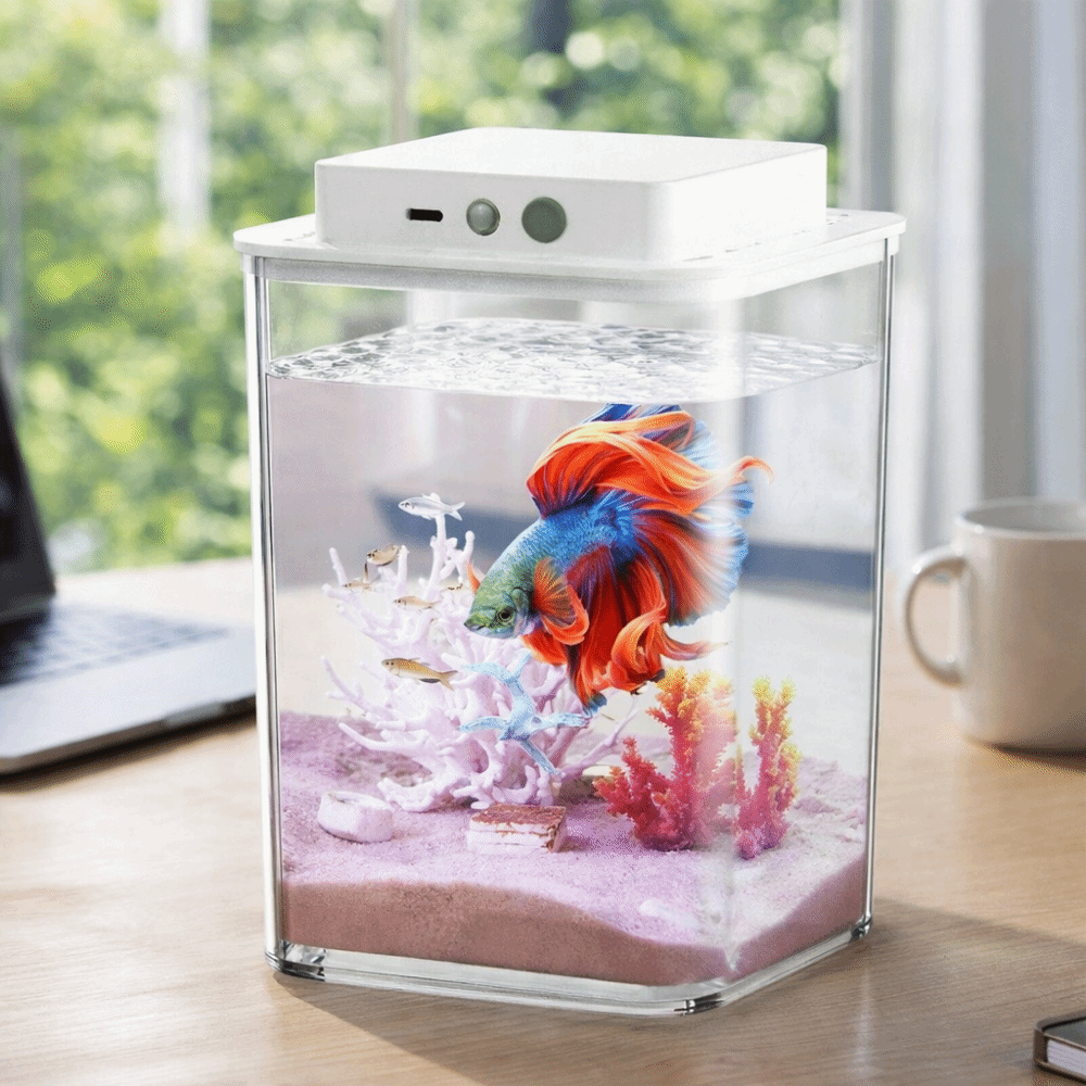 Betta Fish Tank - Şeffaf Betta Balık Tankı Akıllı Algılayıcılı